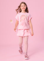Blusa Moletom Fadinha Com Saia de Tule Manga Curta