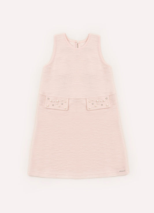 Vestido Boucle Lapelas Bordado Pérolas e Cristais