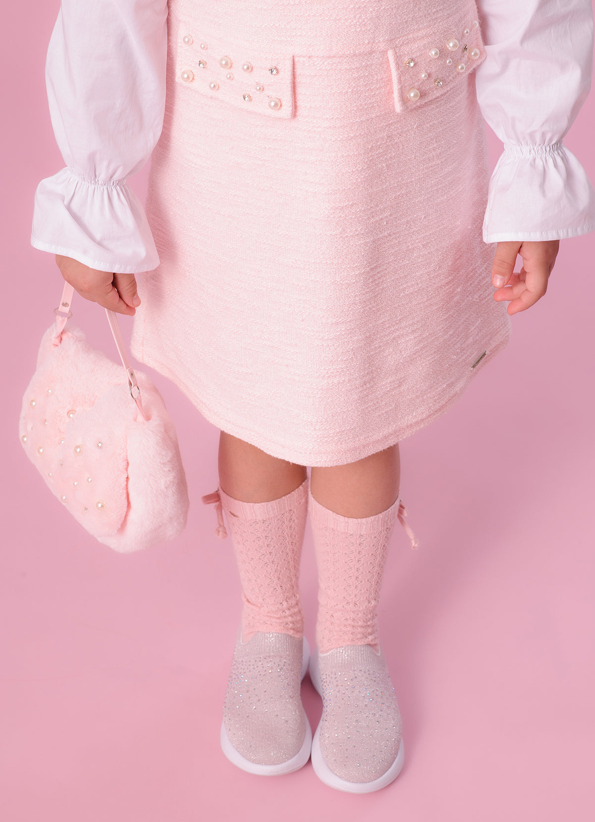 Vestido Boucle Lapelas Bordado Pérolas e Cristais