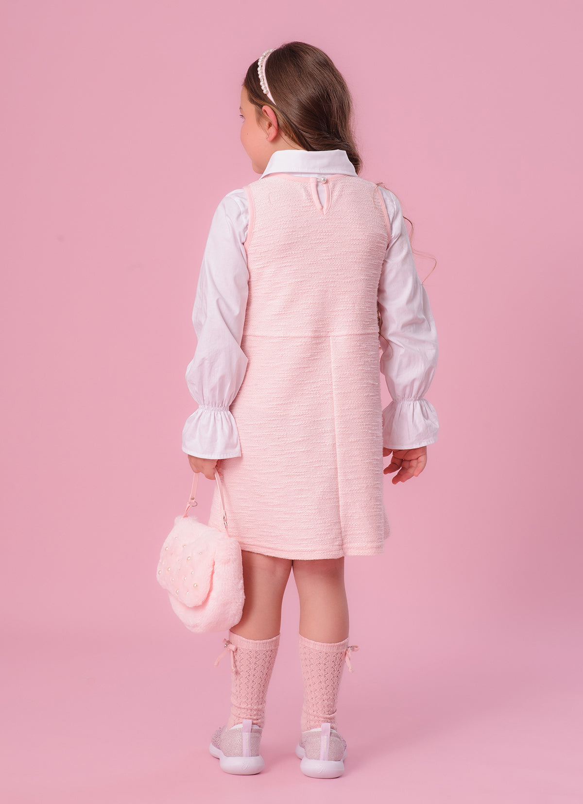 Vestido Boucle Lapelas Bordado Pérolas e Cristais