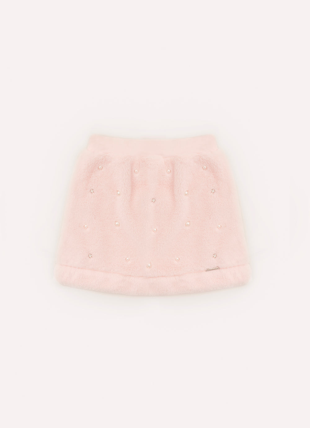Saia Short Pele Bordado Pérolas e Cristais