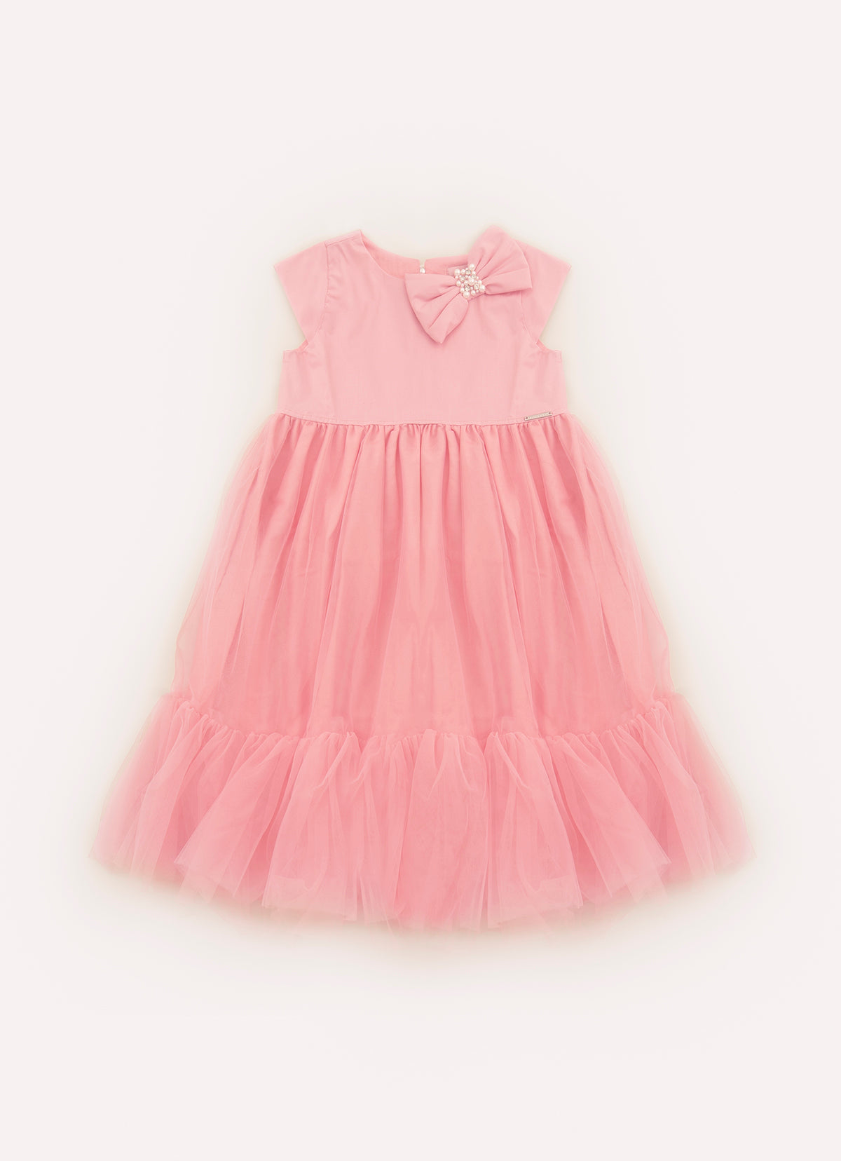 Vestido Tule Laço Puffer Bordado