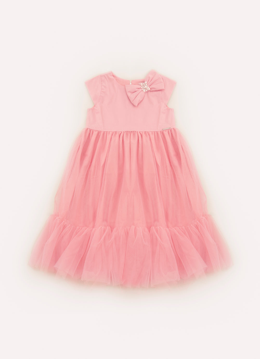 Vestido Tule Laço Puffer Bordado