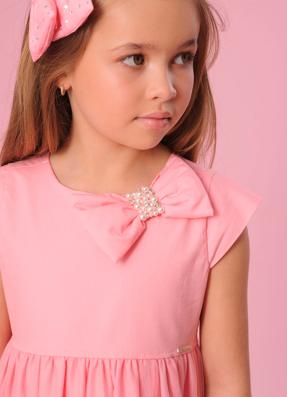 Vestido Tule Laço Puffer Bordado