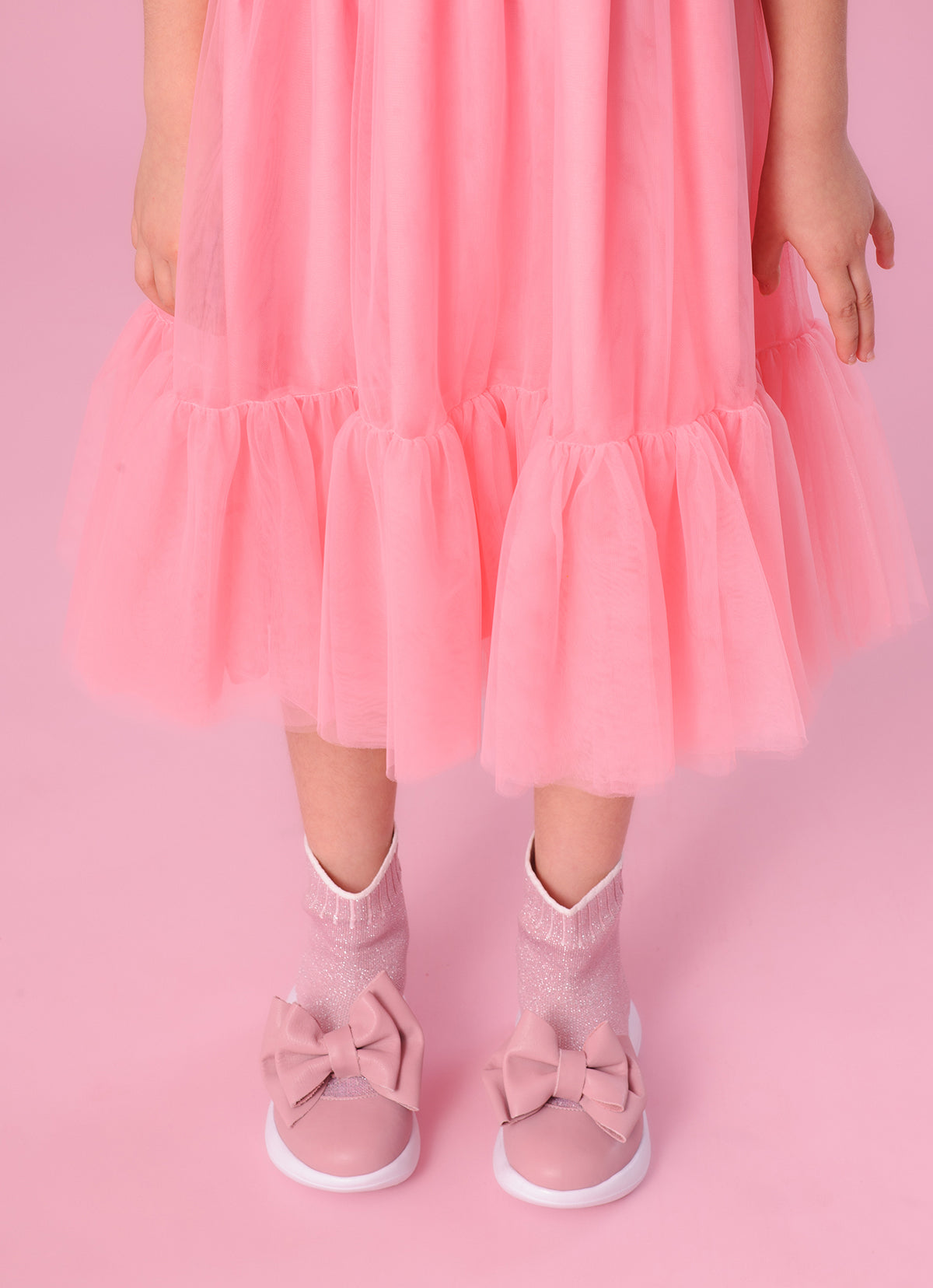 Vestido Tule Laço Puffer Bordado
