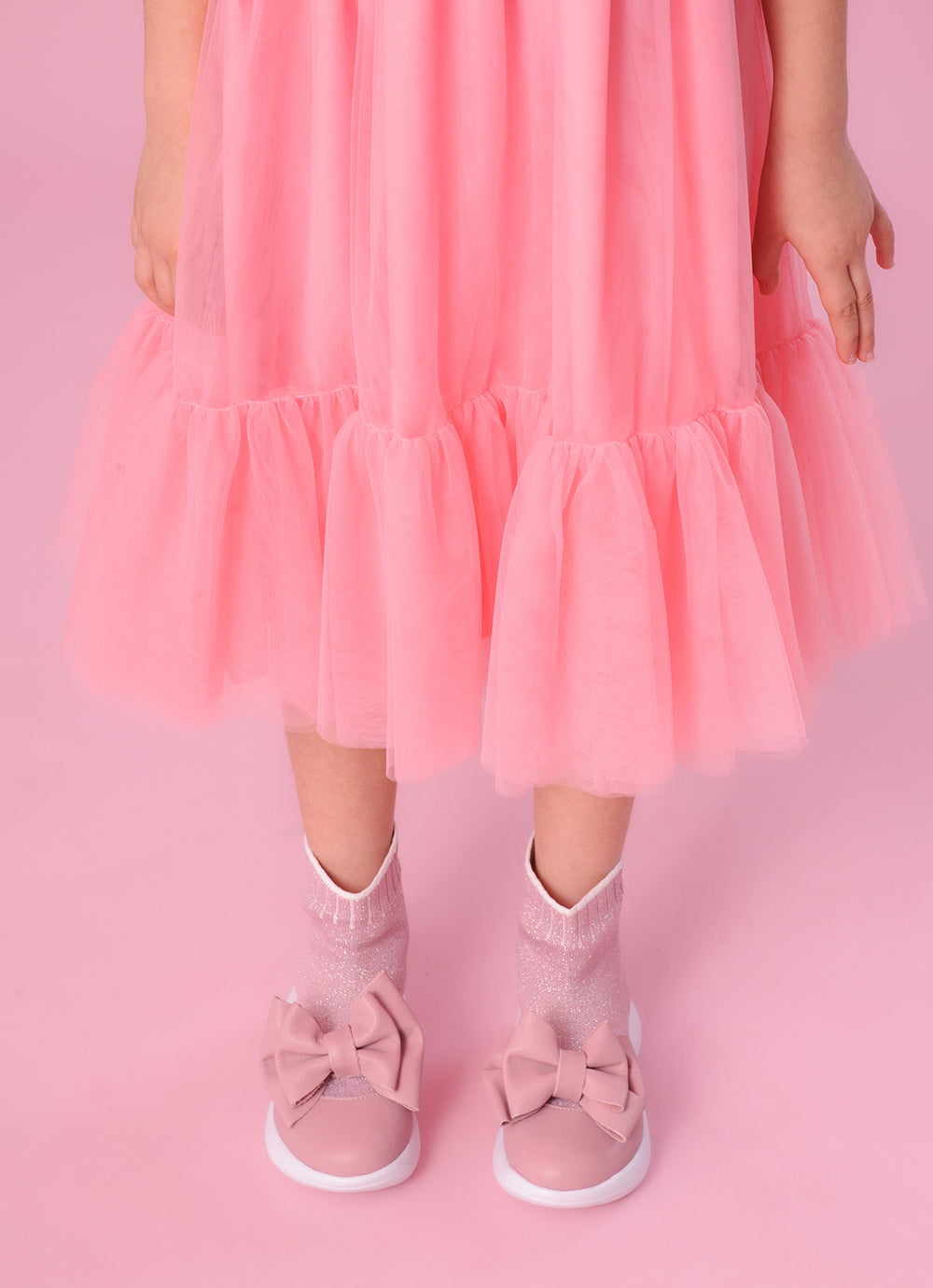 Vestido Tule Laço Puffer Bordado