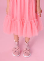 Vestido Tule Laço Puffer Bordado