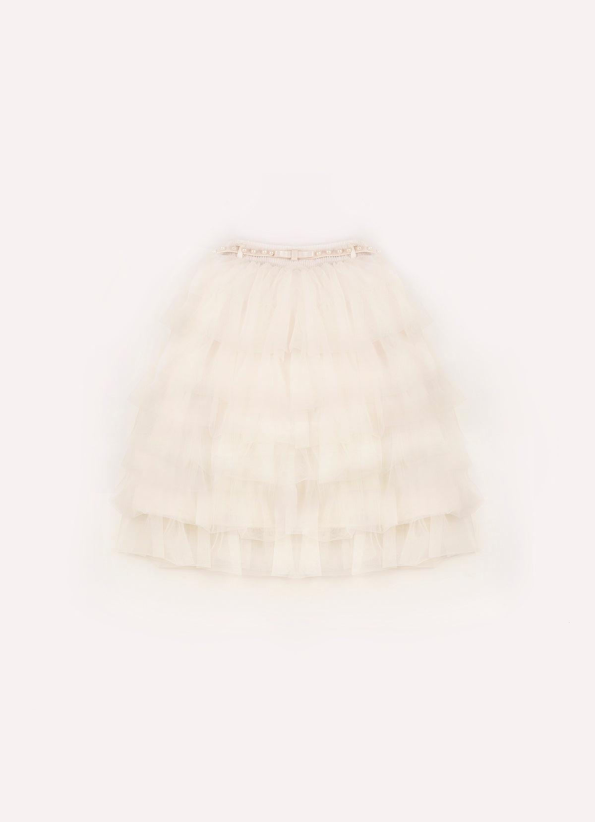 Saia Short Midi Babados Tule Com Cinto Pérolas