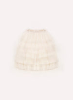 Saia Short Midi Babados Tule Com Cinto Pérolas