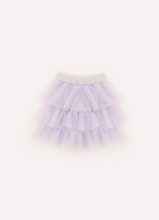 Saia Short Ribana Babados Tule