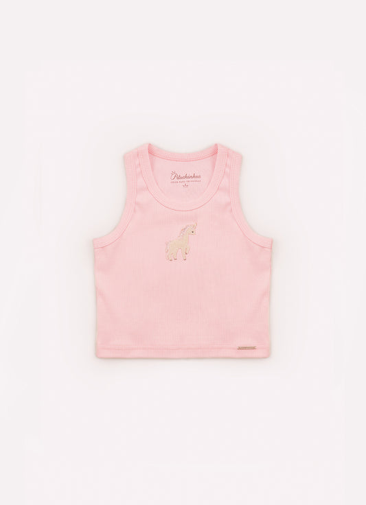 Blusa Cropped Ribana Patche Unicórnio Cristal