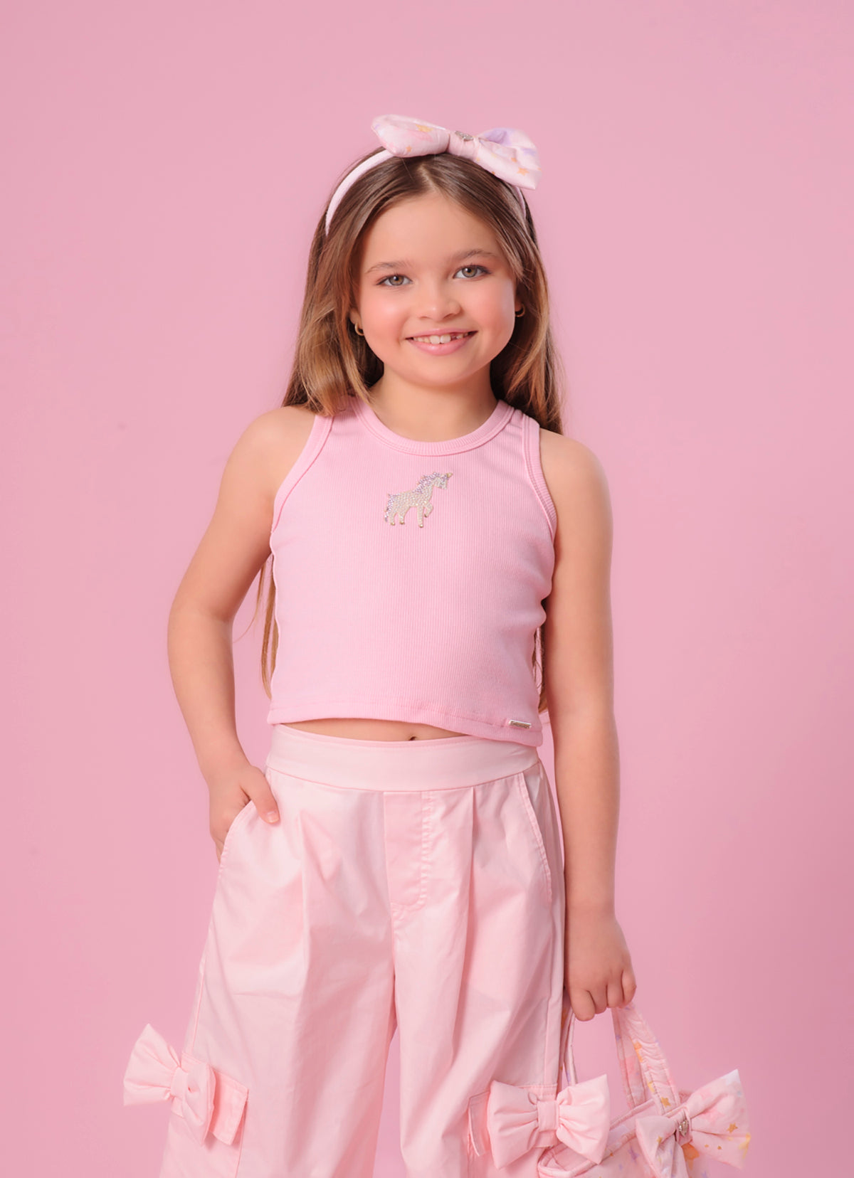 Blusa Cropped Ribana Patche Unicórnio Cristal