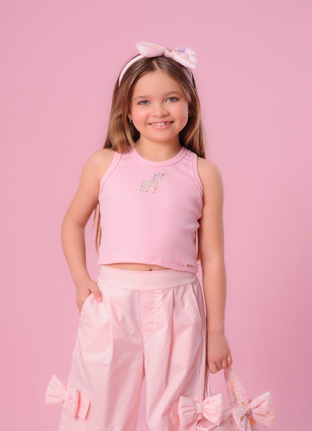 Blusa Cropped Ribana Patche Unicórnio Cristal