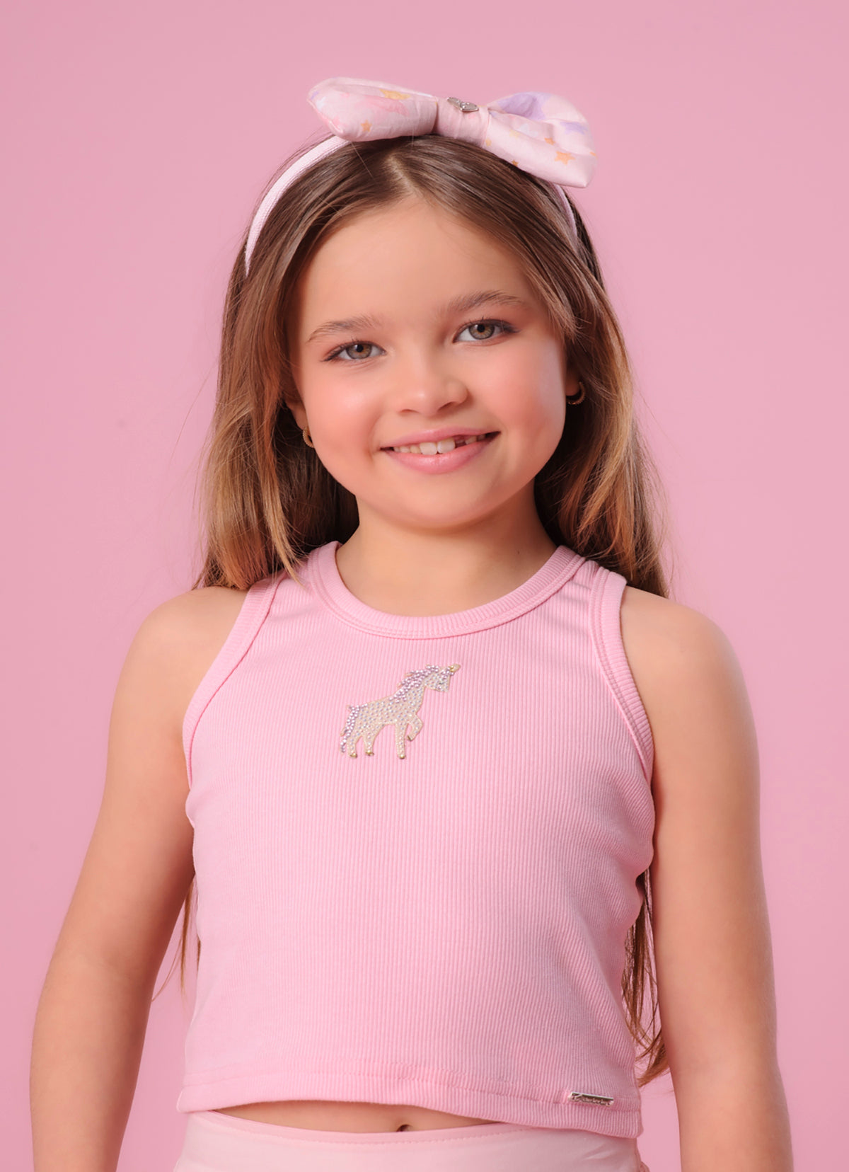 Blusa Cropped Ribana Patche Unicórnio Cristal