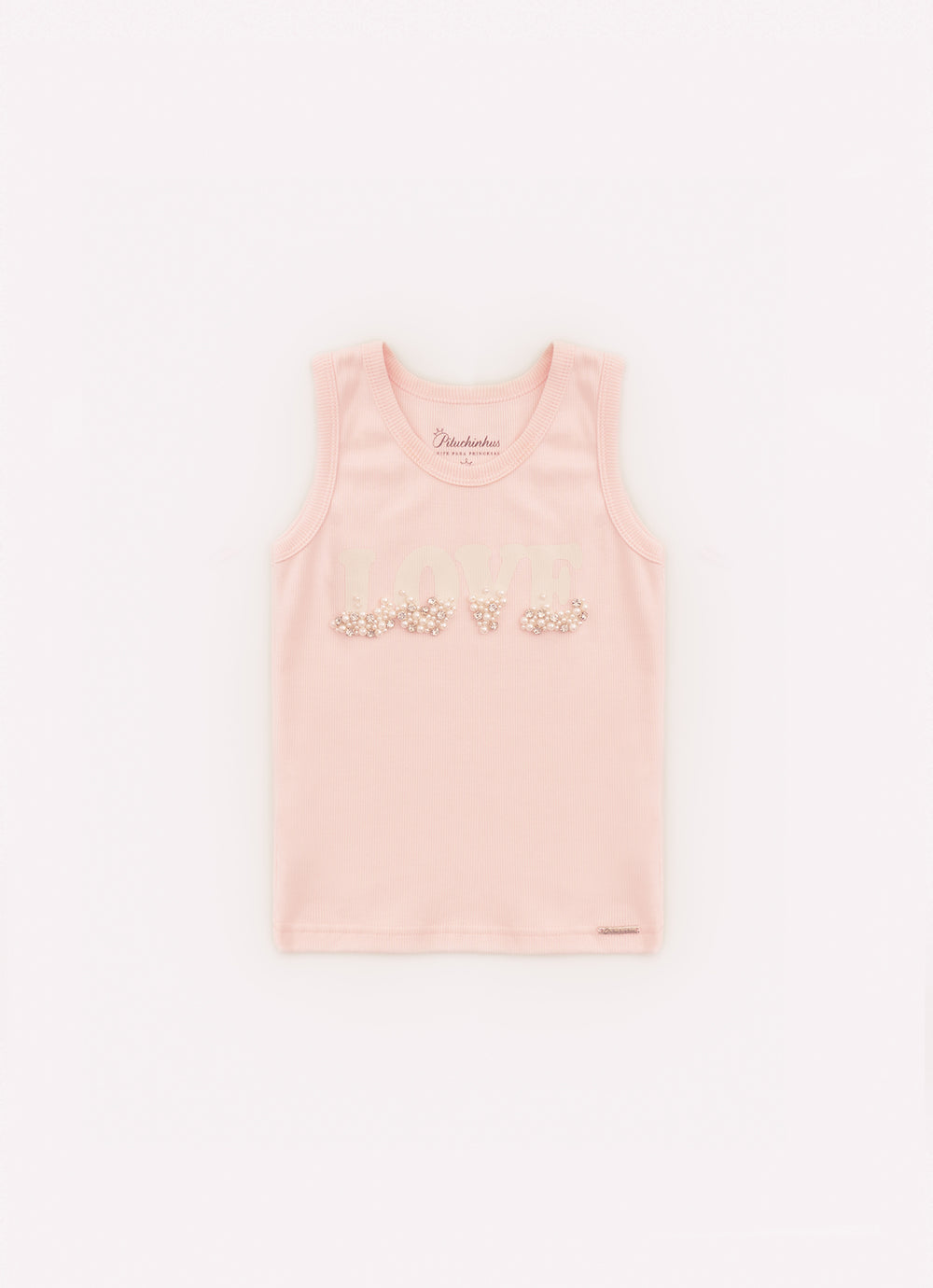 Regata Ribana Serigrafia Love Bordado Pérola e Cristal