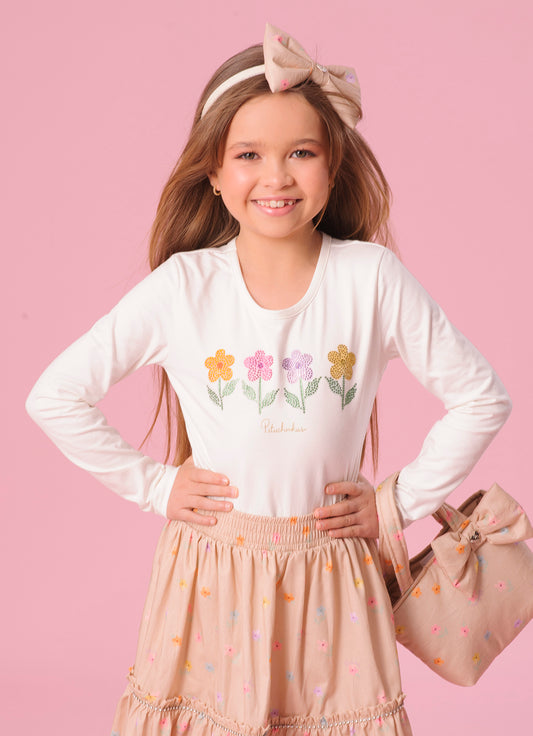 Blusa Cotton Flores Coloridas Cristal