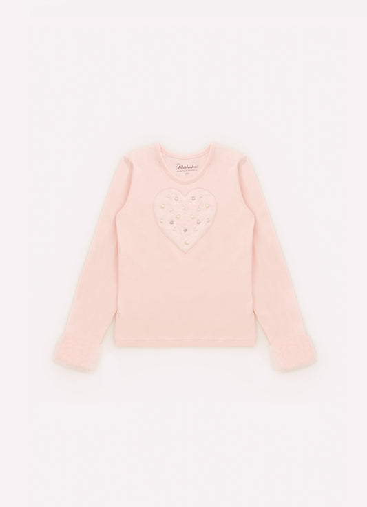 Blusa Cotton Coração e Punhos Pele