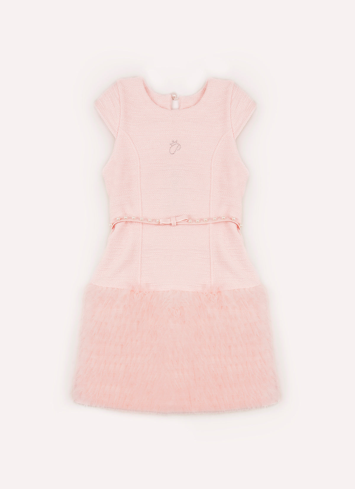Vestido Boucle Saia Frufru Tule Com Cinto
