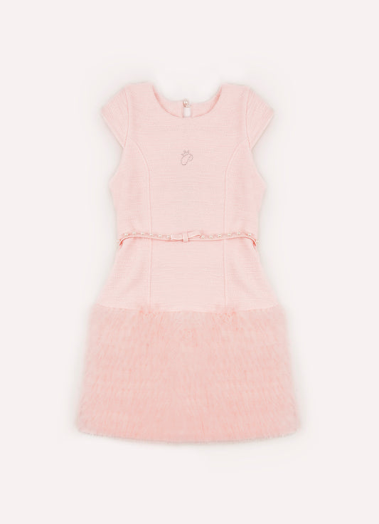 Vestido Boucle Saia Frufru Tule Com Cinto