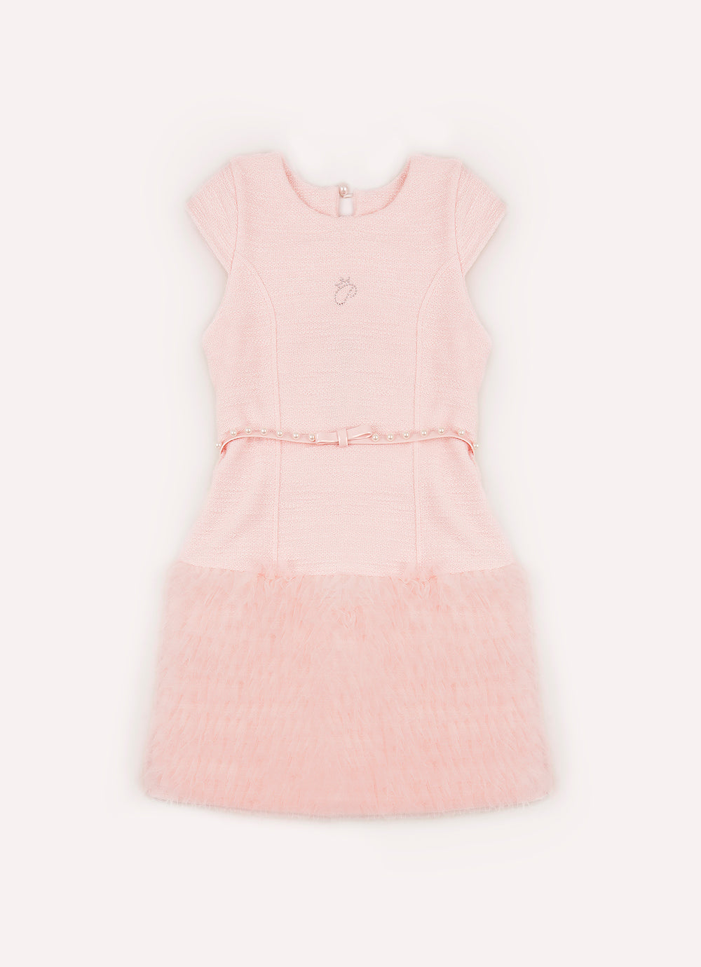 Vestido Boucle Saia Frufru Tule Com Cinto