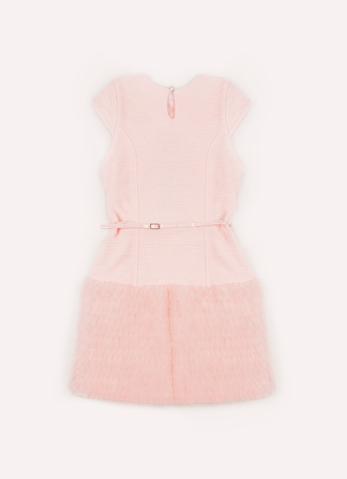 Vestido Boucle Saia Frufru Tule Com Cinto