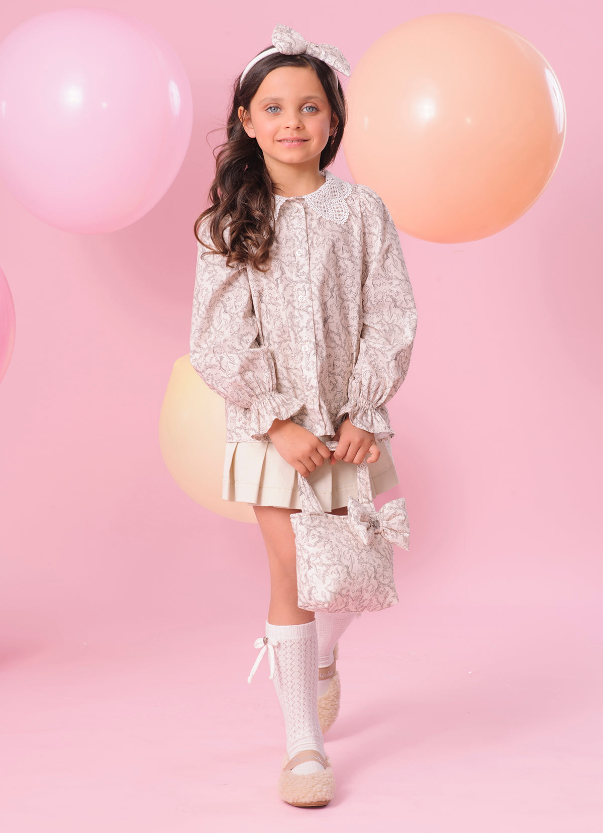 Camisa Algodão Estampada Toile Gola Guipir