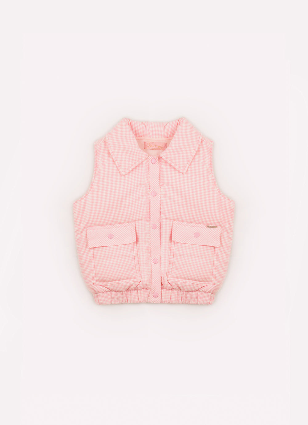 Colete Puffer Flanela Xadrez Bolsos