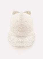 Boné Tricot Fio Fofinho Orelinhas Cristal