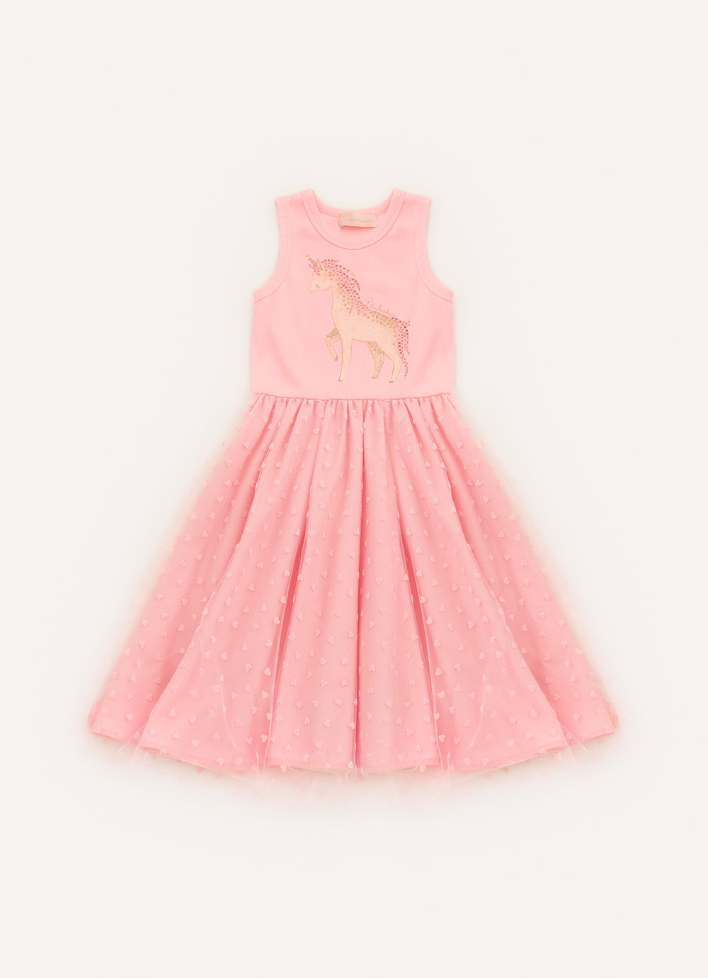 Vestido Unicórnio Cristal Saia Tule Corações