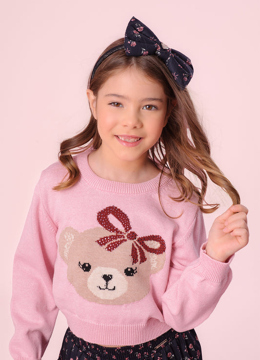 Blusa Tricot Ursinha Cropped
