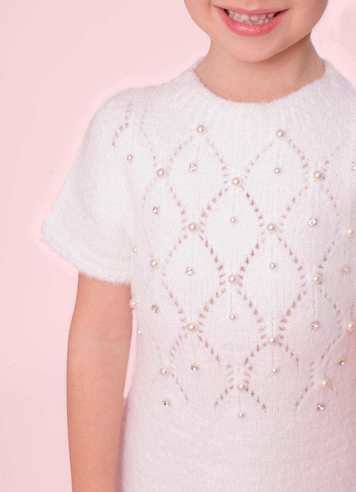 Vestido Tricot Sem Costura Fofinho Bordados