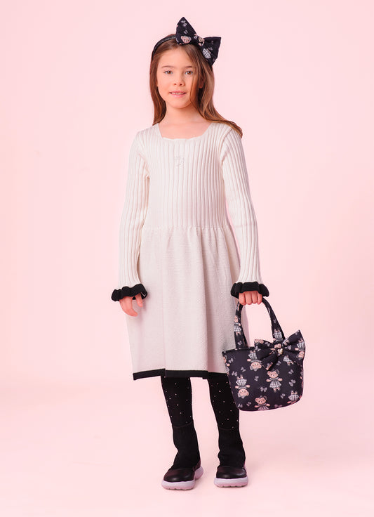 Vestido Tricot Canelado Manga Babadinho