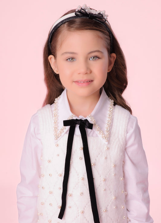 Camisa Tricoline Laço Veludo Bordado Camisa Tricoline Laço Veludo Bordado