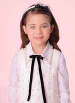 Camisa Tricoline Laço Veludo Bordado
