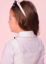 Camisa Tricoline Laço Veludo Bordado