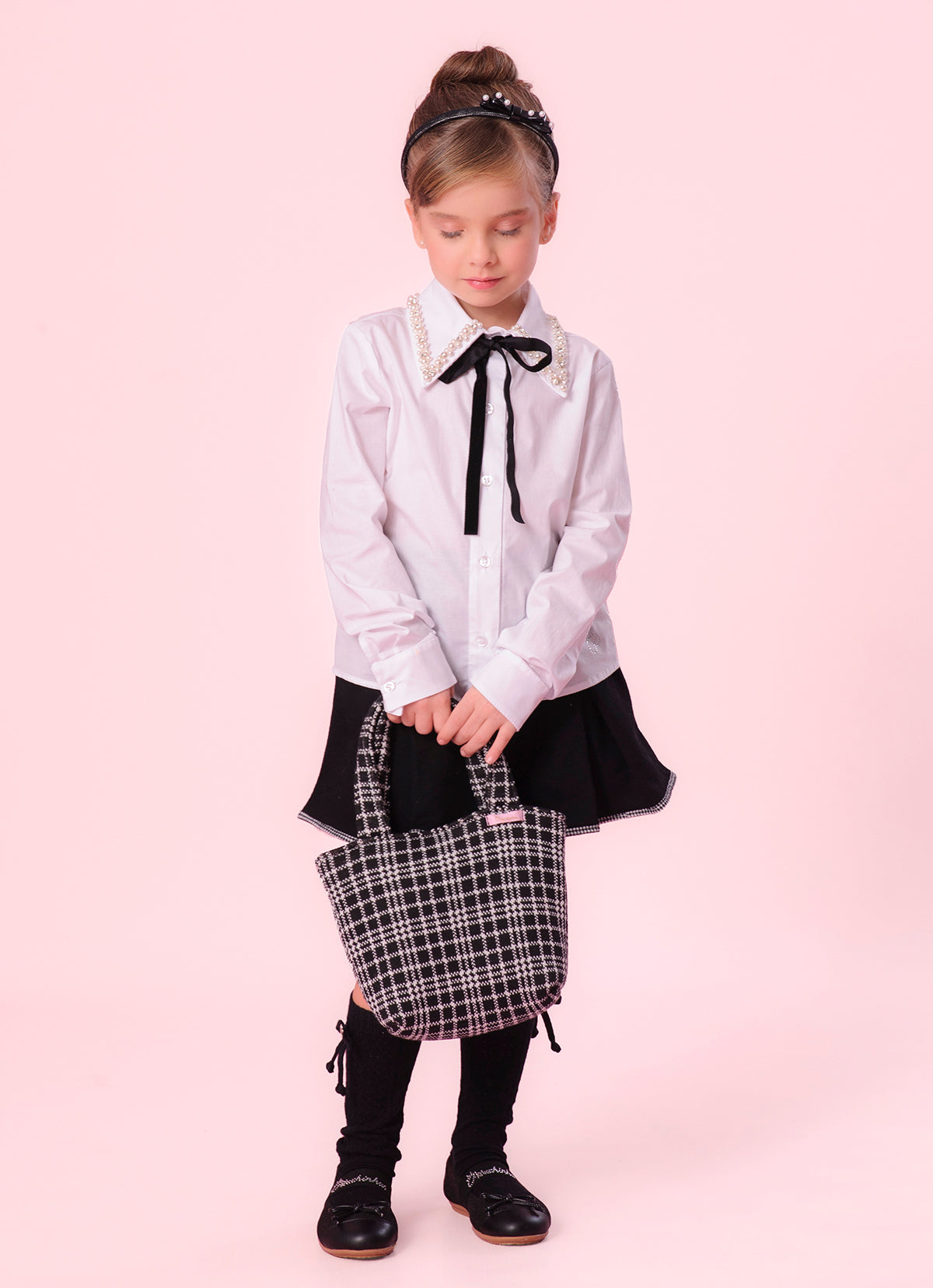 Camisa Tricoline Laço Veludo Bordado