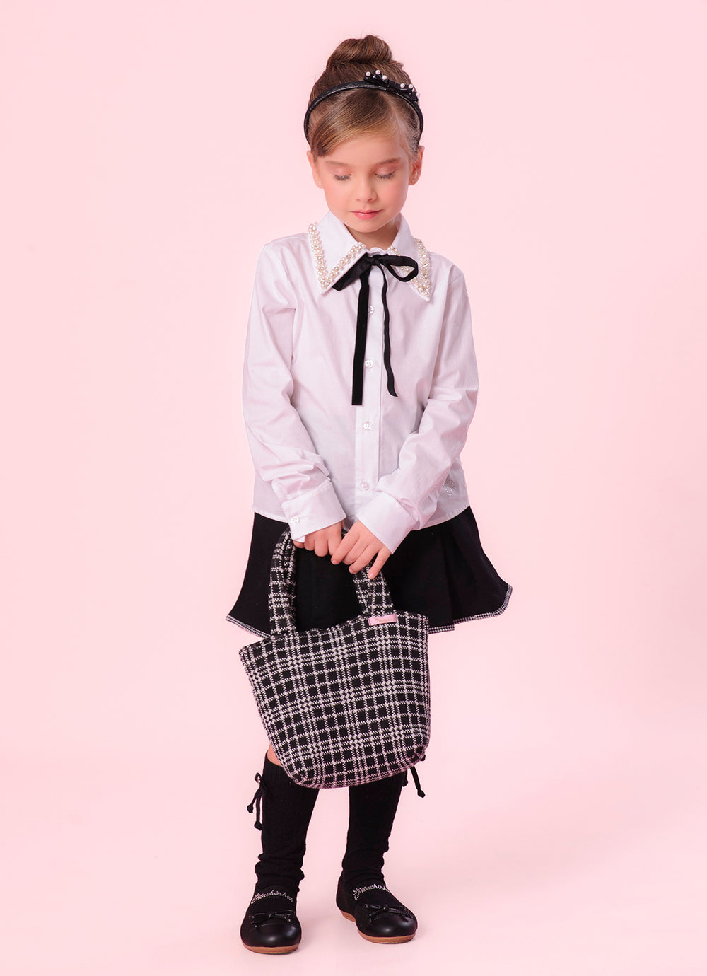 Camisa Tricoline Laço Veludo Bordado
