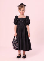 Vestido Tricoline Babados Multi Laços Bordados
