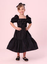 Vestido Tricoline Babados Multi Laços Bordados