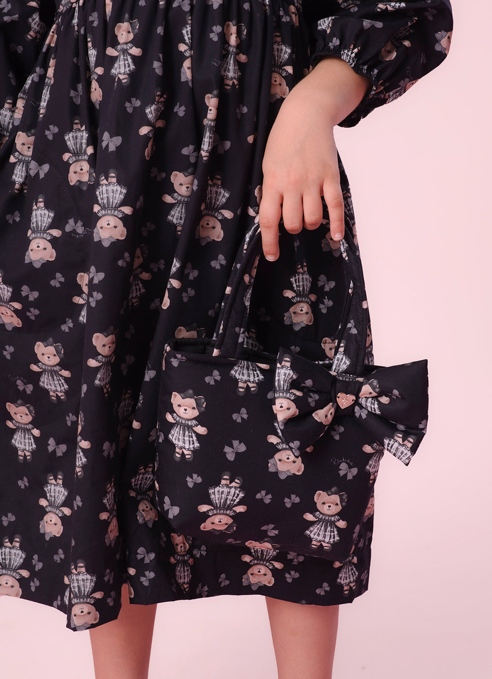 Vestido Algodão Estampa Ursinhas e Laços