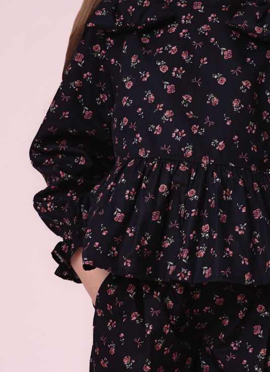 Calça Pantacourt Algodão Estampa Mini Flores