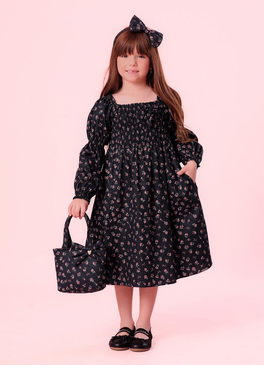 Vestido Algodão Estampa Mini Flores Lastex