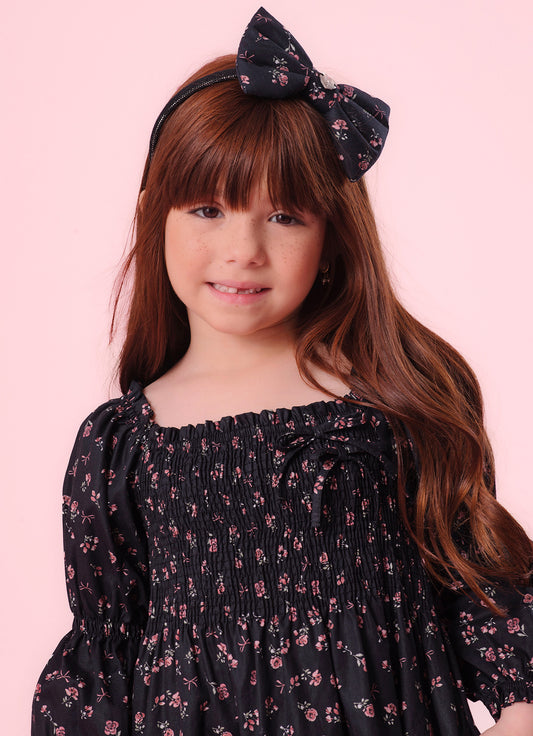 Vestido Algodão Estampa Mini Flores Lastex