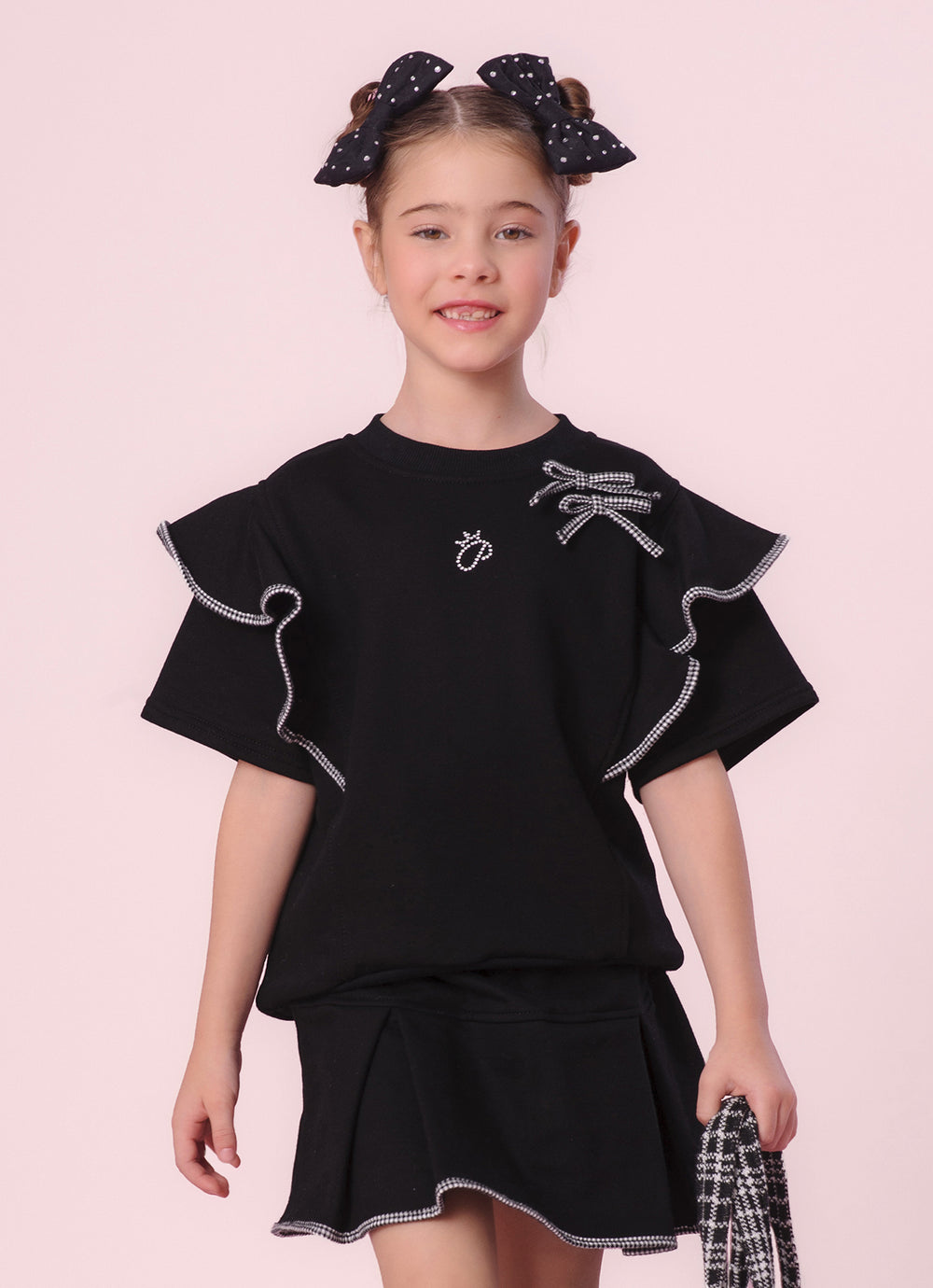 Blusa Moletom Babados Debrum Xadrez