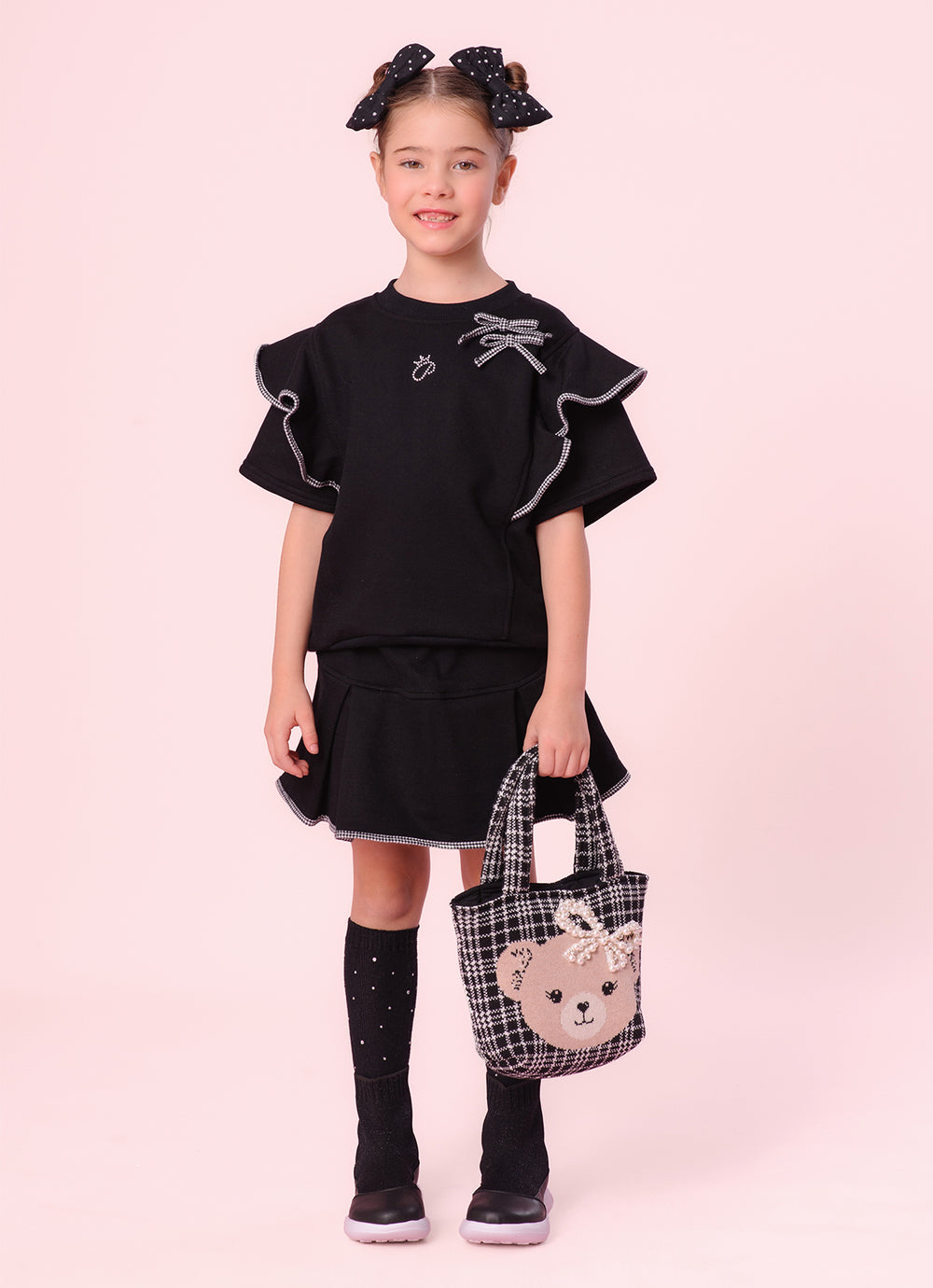 Blusa Moletom Babados Debrum Xadrez