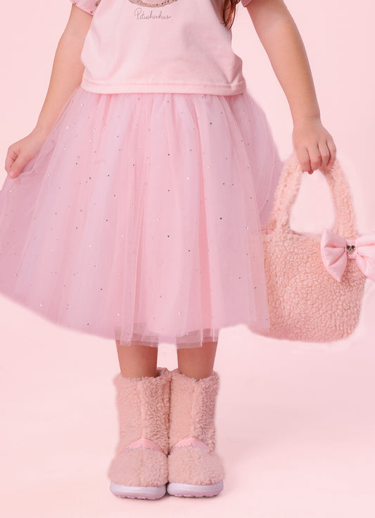Saia Short Tule Cristais Princesa