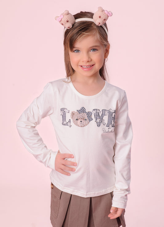 Blusa Cotton Serigrafia Love Cristais