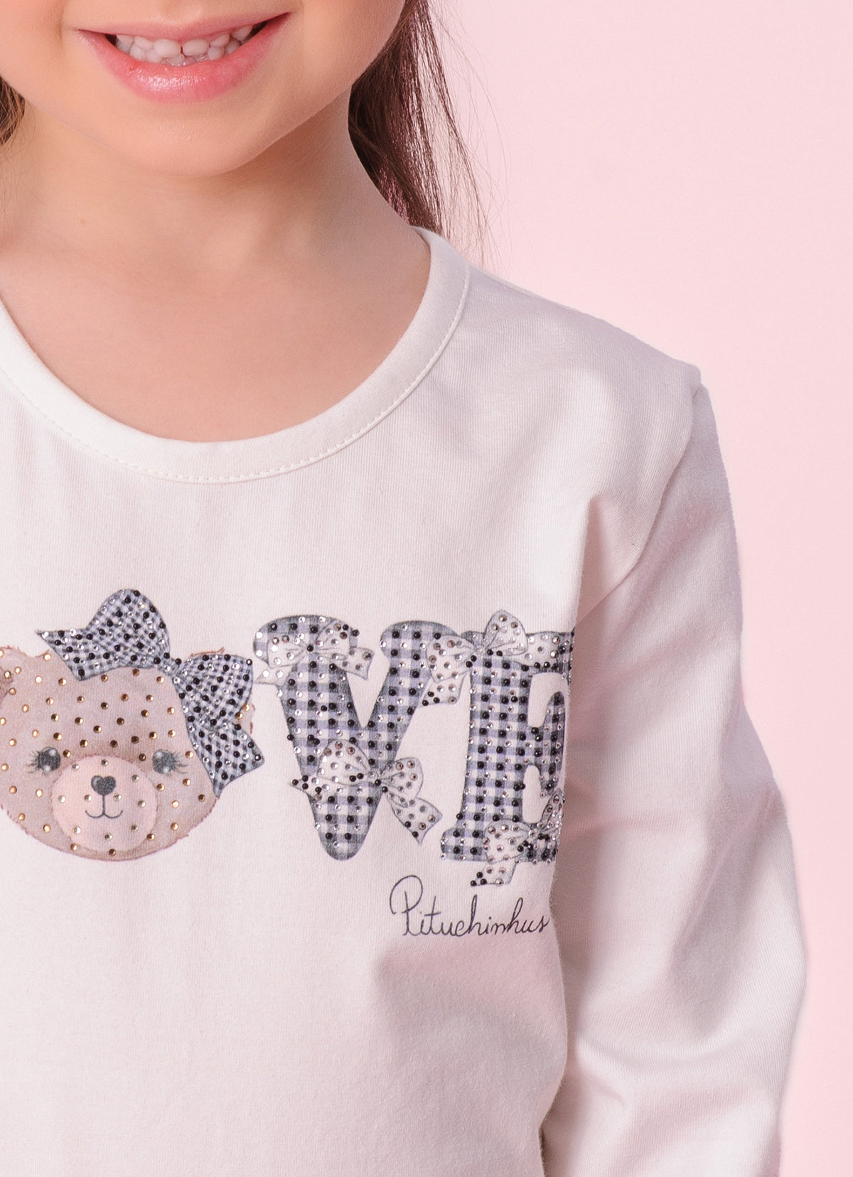 Blusa Cotton Serigrafia Love Cristais