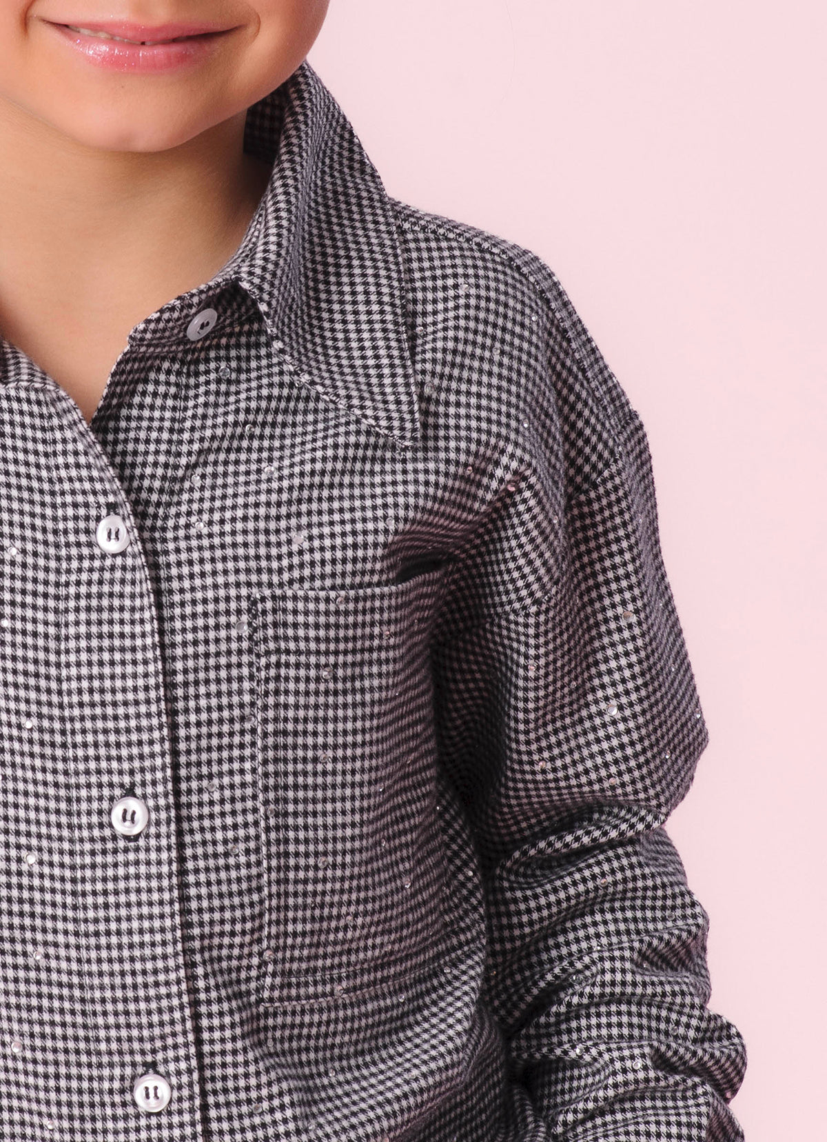 Camisa Xadrez Bolsos Cristais