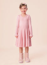 Vestido Tricot Canelado Manga Longa